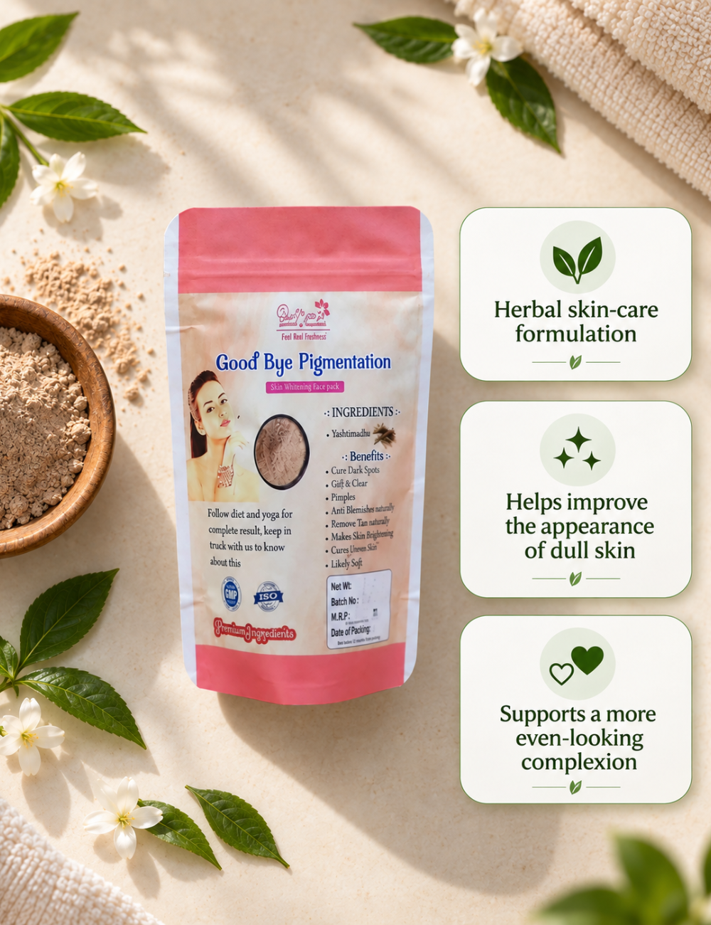 Good Bye Pigmentation Herbal Pack – Skin Care Pack for Even-Looking Skin