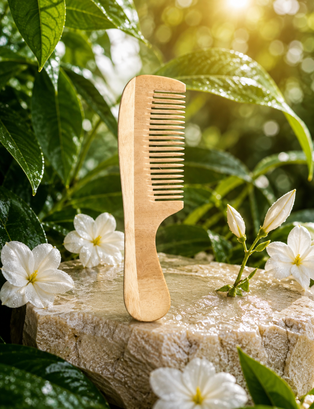 Natural Wooden Wide-Tooth Hair Comb