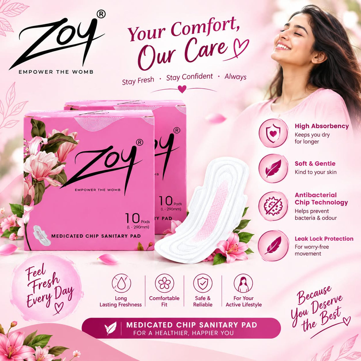 ZOY Care -Medicated chip sanitary pad